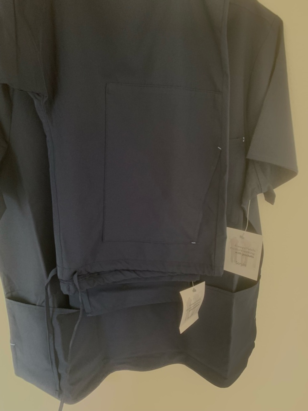 NWT Navy V-Neck Scrub Set - Two-Piece Drawstring straight leg - Picture 10 of 11